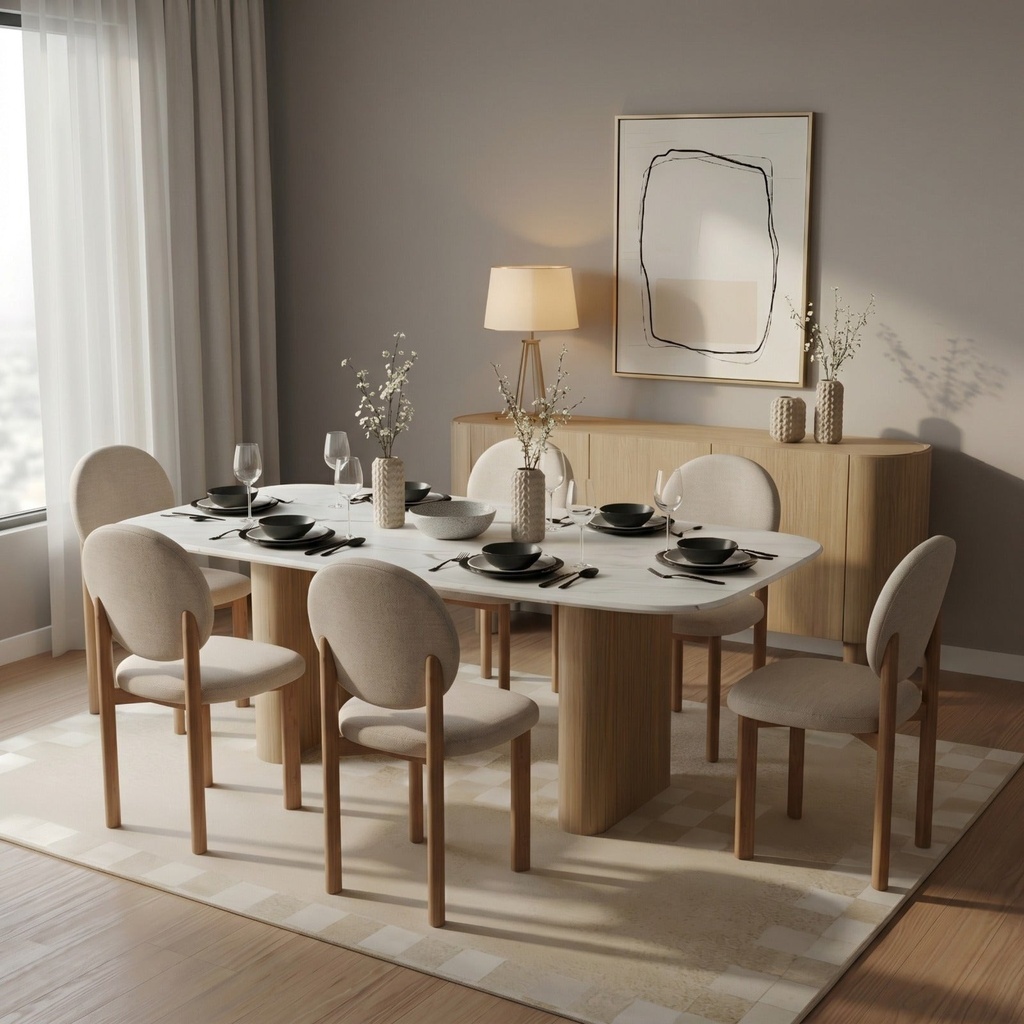 Marlo Dining Table 200 cm & 6 Iceberg Dining Chairs Set