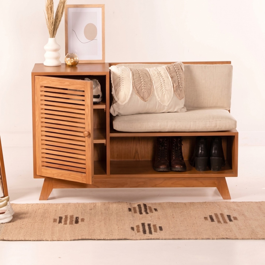 Slatted Shoe Storage Bench