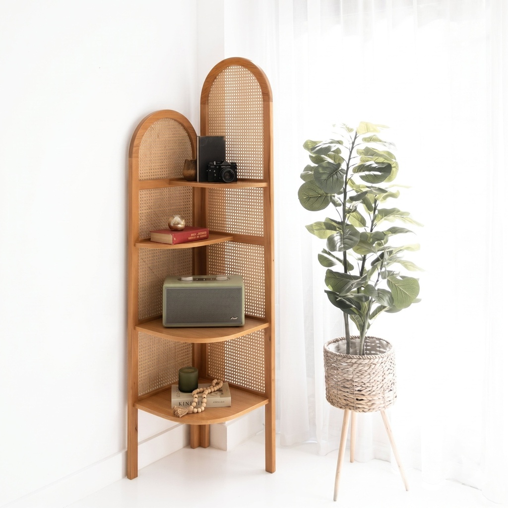 Rattan Corner Shelf