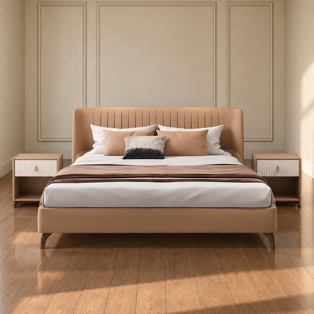 Plush Bed and Nightstand Set