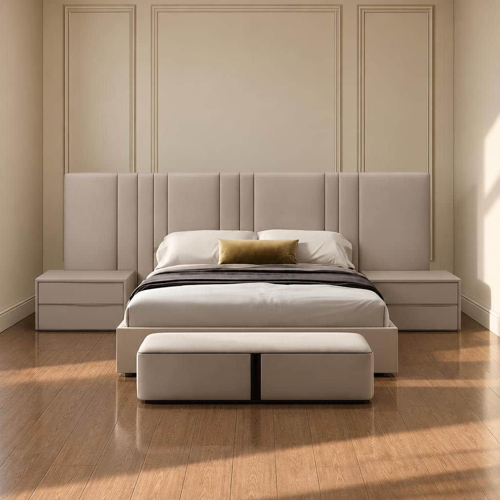 Pira Bed and Nightstand Set