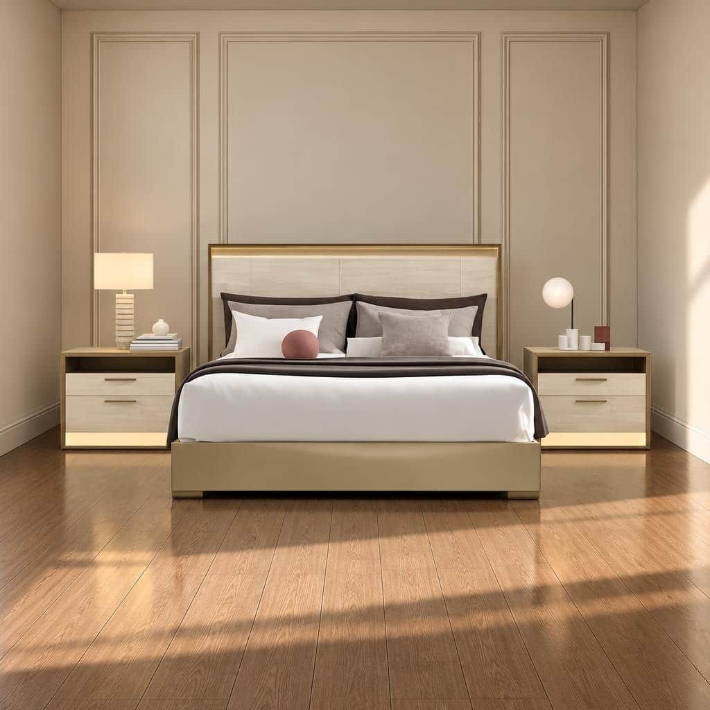 Iroa Bed and Nightstand Set