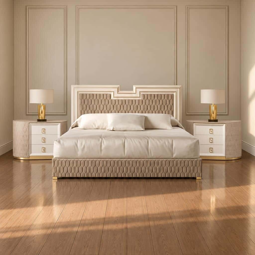 Jivo Bed and Nightstand Set