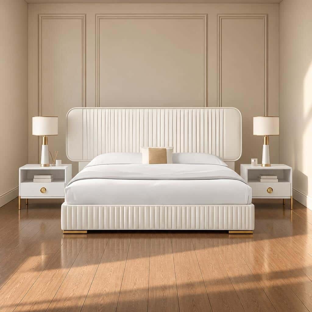 Mivo Bed and Nightstand Set