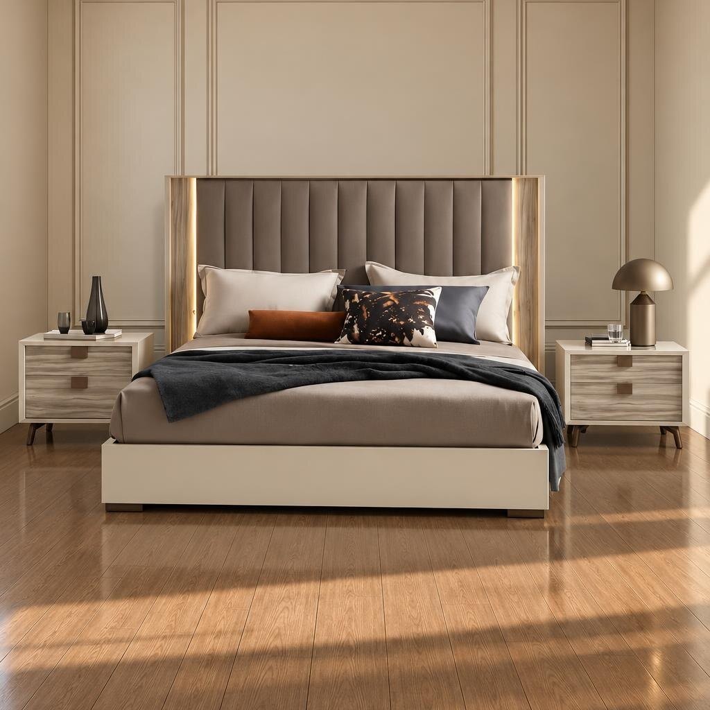 Xiro Bed and Nightstand Set