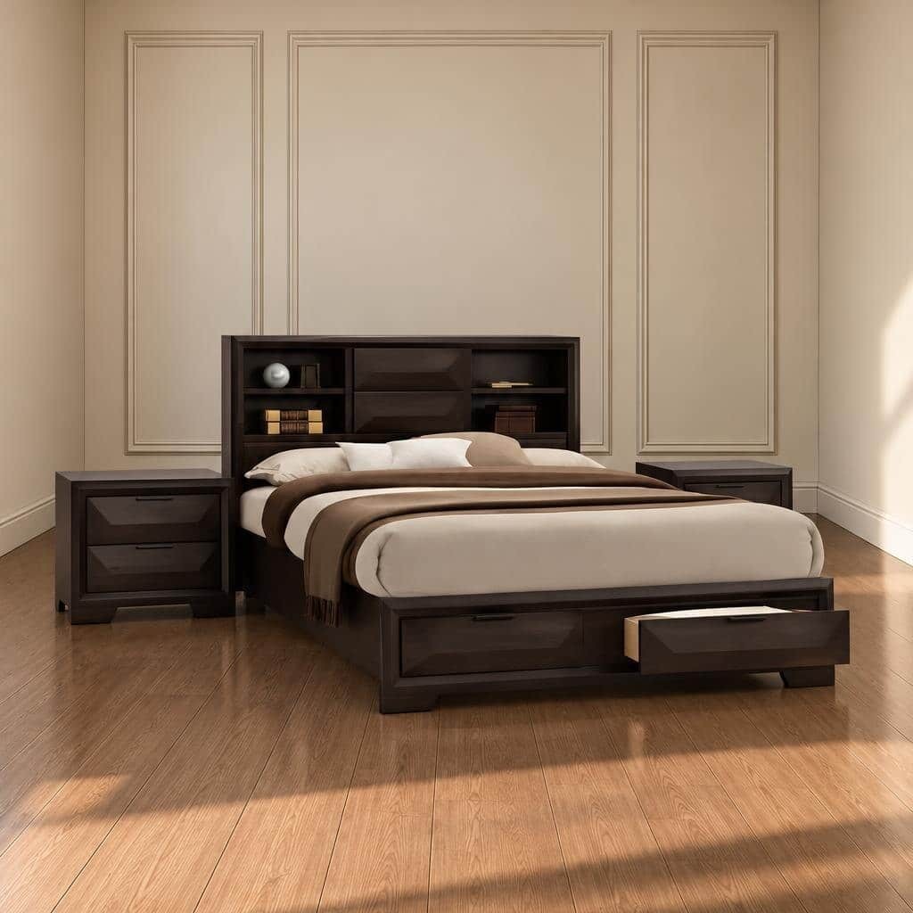 Favo Bed and Nightstand Set