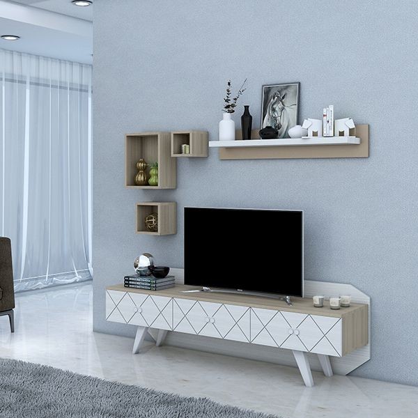 TV Unit, White*Beige - APP16