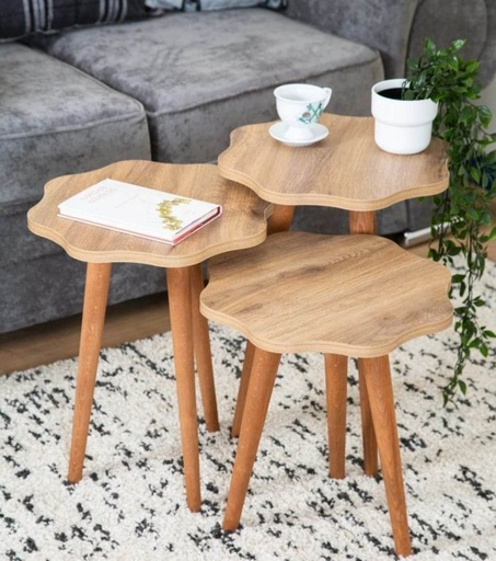 Side table set, 3 pieces, Beige - FNA8