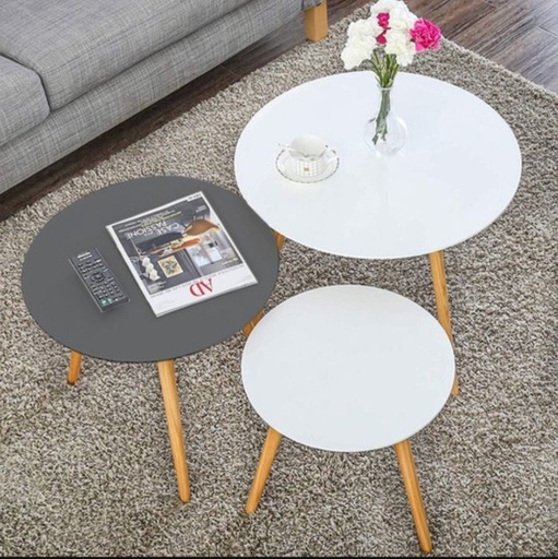 Coffee table set, 3 pieces, Gray/white - FNA16