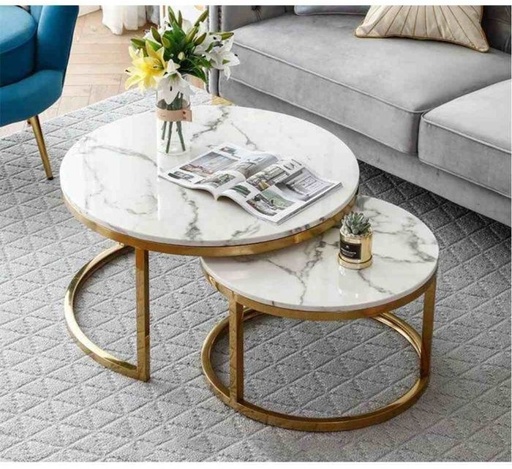 Coffee table set, Gold*White - st3