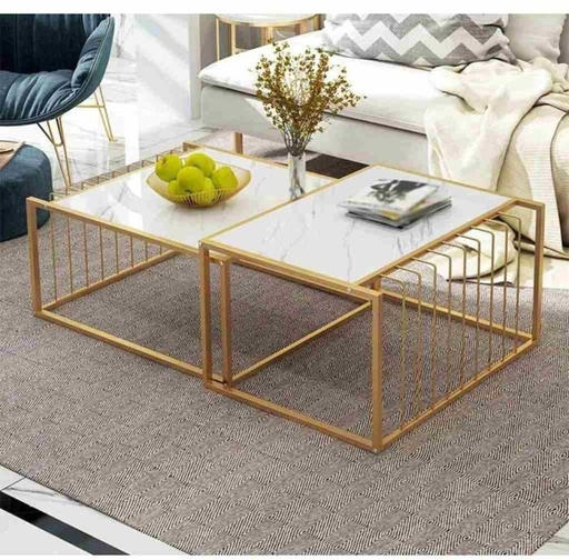 Coffee table set, Gold/White - st116