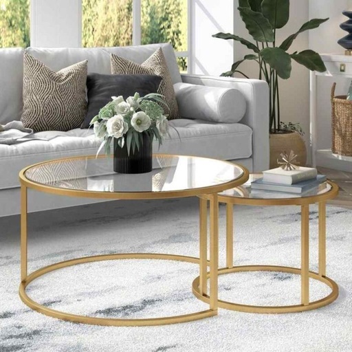 Coffee table set, 2 piece, Gold - st156