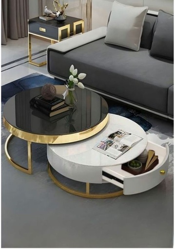 Coffee table, White*Gold - EL106