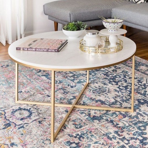 Marble Coffee Table, Gold, 80cm - HACME40