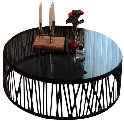 Coffee table, Metal*Glass, Black - S75