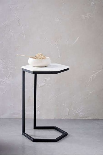 Side table, Metal*Karara marble, White*Black - S86