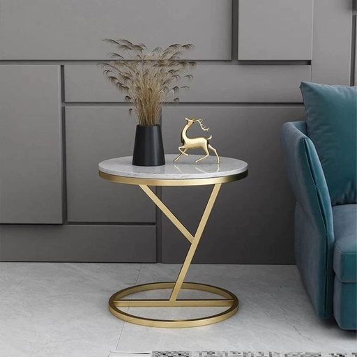 Side table, 55x40x40cm, Gold*White - S11