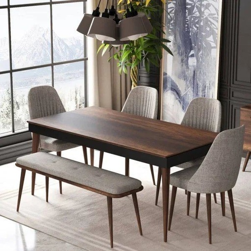 Dining table with 4 chairs and banquette – DIR 06