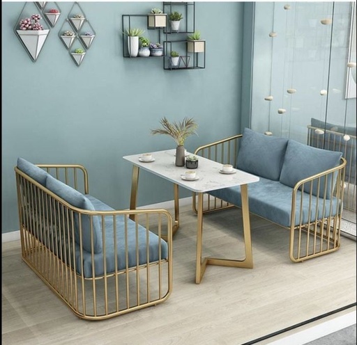 Dining Table, 3 pieces Gold *White - DT142