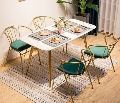 Dining Table, 5 pieces Gold *White - DT138