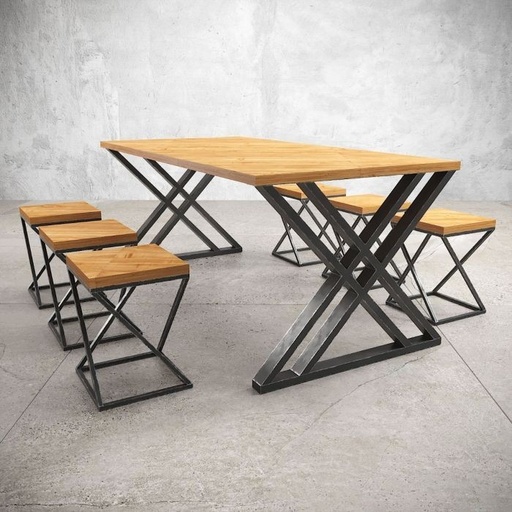 Dining Table, 7 pieces Black *Hazel - DT137