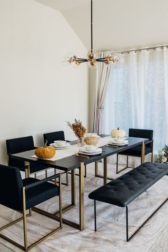 Dining Table, 6 pieces Gold *Black - DT136