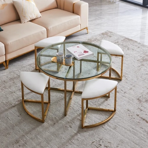 Dining Table, 5 pieces Gold - DT130