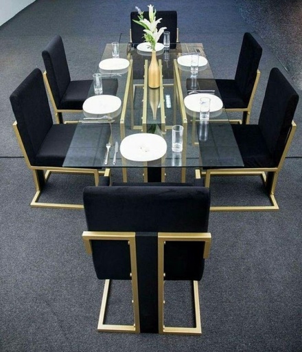 Dining Table, 7 pieces Gold - DT126
