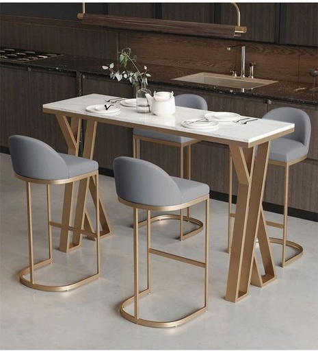 Dining Table, 5 pieces Gold *White - DT113