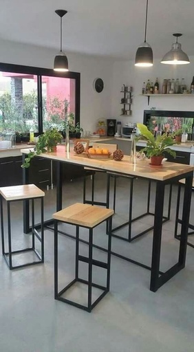 Dining Table, 5 pieces Black*Beige - DT103