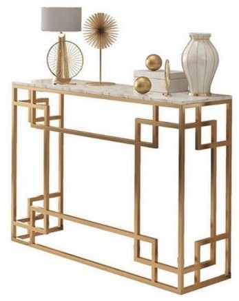 Console, Metal*Marble, Golden*White - S72