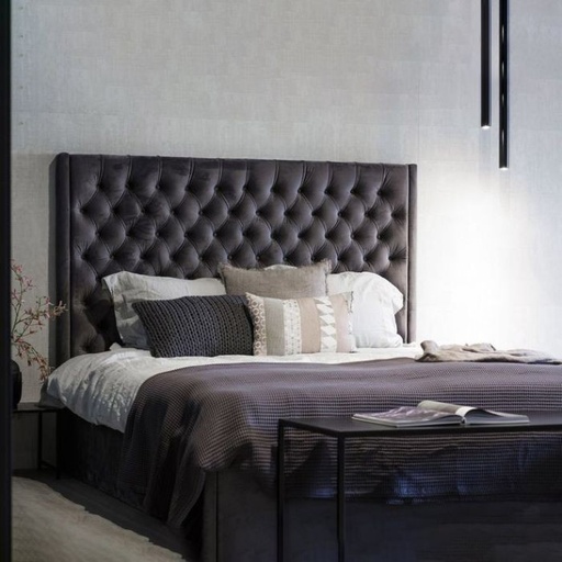 Button Tufted Bed, Dark gray - ATH3