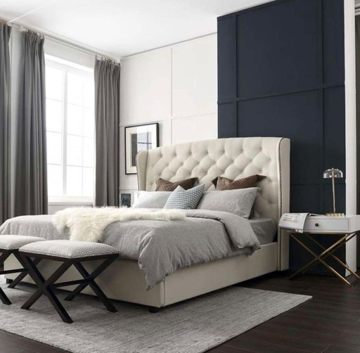 Modern bed, beige - ABR09