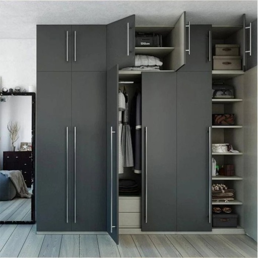 Wardrobe 240 cm, Gray - WOOD 09