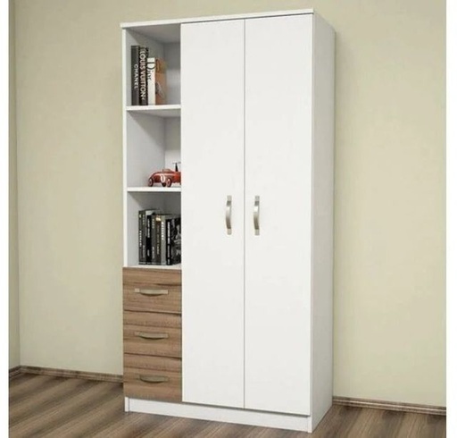 Wardrobe 220*120 cm, white*wooden - WOOD 59