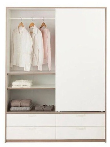 Wardrobe 200*120 cm, white*beige - WOOD 88