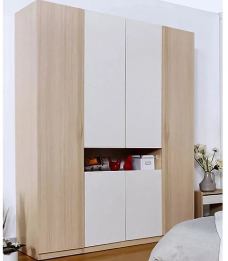 Wardrobe 200*160 cm, white*beige - WOOD 076