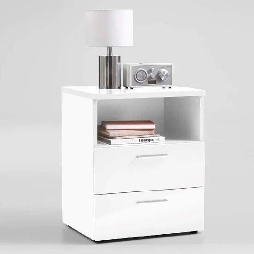 Commode 2 drawers & shelf, White - COM 05