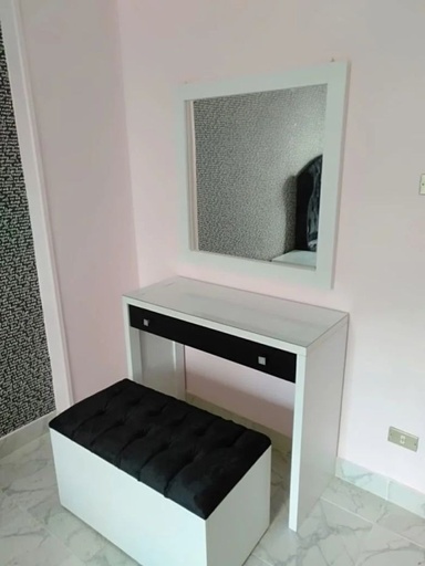 Makeup vanity 80cm, White*Black - CRT10