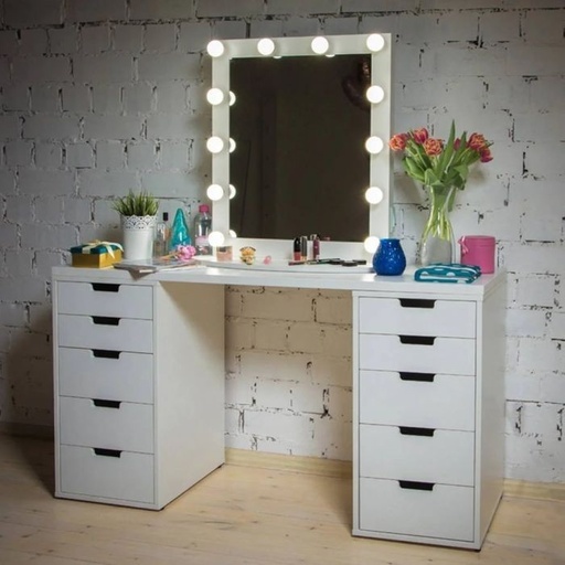 Makeup vanity 130cm, White - CRT13